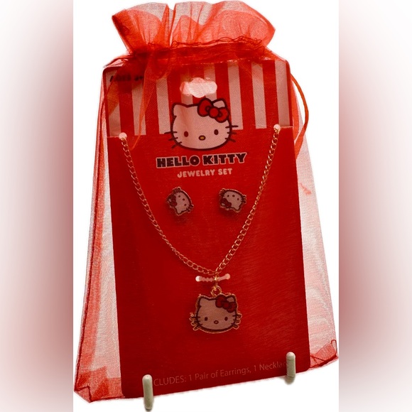 Cute Hello Kitty Earrings & Necklace Jewelry Set, NWOT - Picture 3 of 4